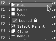 Context menu for animations